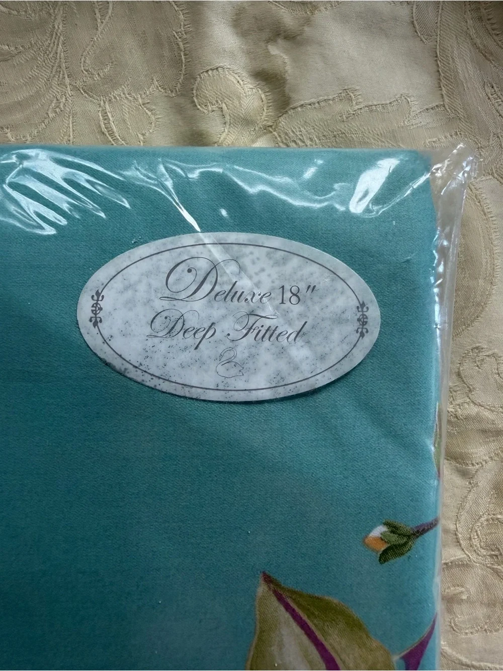 Yves Delorme Un Jour Une Histoire California King Teal Floral Sheet NIP
